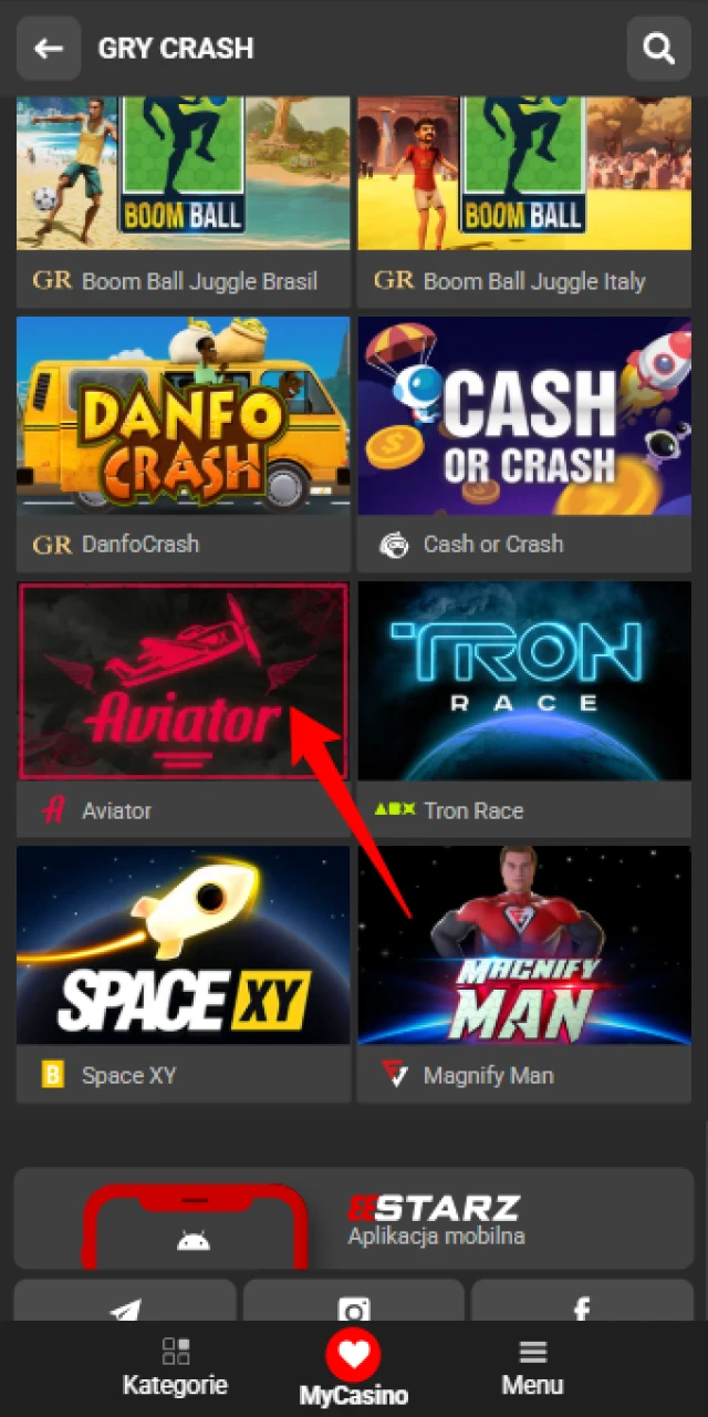 Znajdź szybko grę Aviator w bogatej ofercie kasyna 888starz.