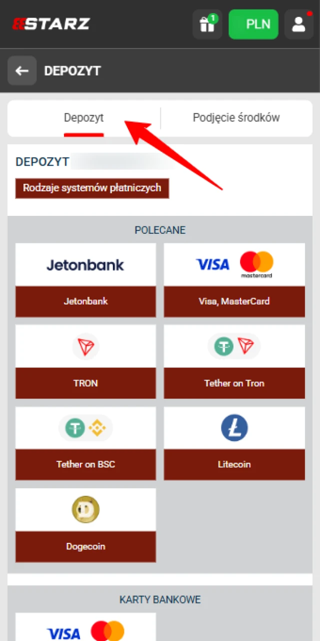 Doładuj saldo w 888starz i odbierz środki na grę Aviator.