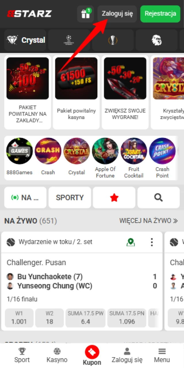 Odwiedź oficjalną stronę 888starz i wybierz opcję logowania, aby uzyskać dostęp do swojego konta.