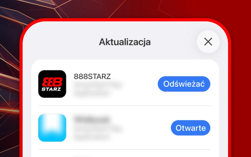 Zaktualizuj aplikację 888starz na iOS do najnowszej wersji.