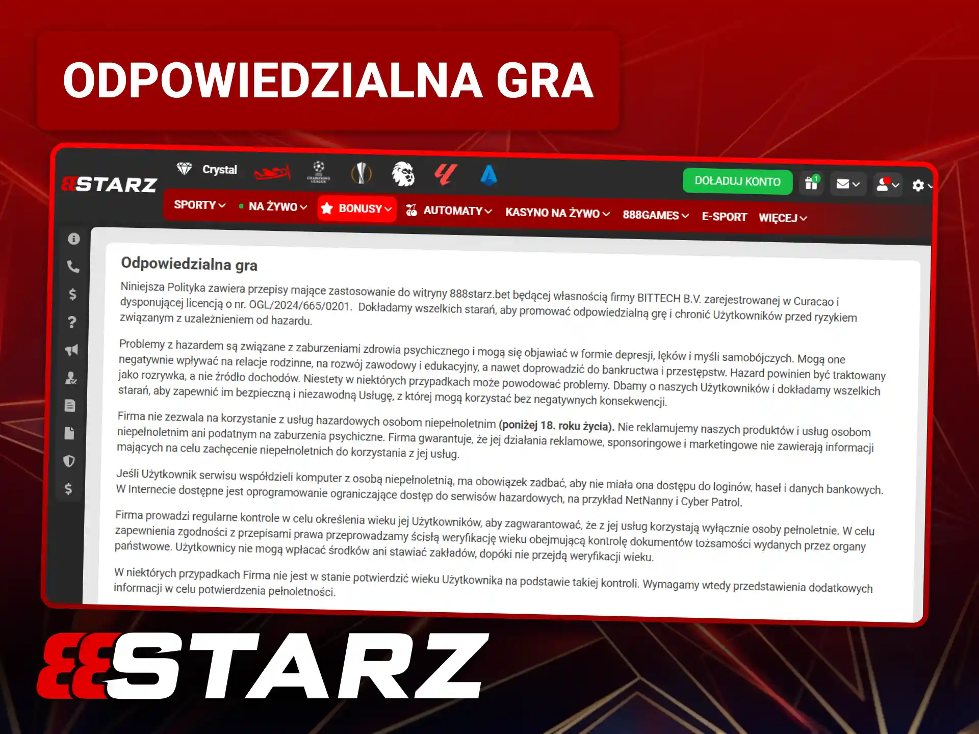 Zapoznaj się z zasadami odpowiedzialnej gry na platformie 888starz.